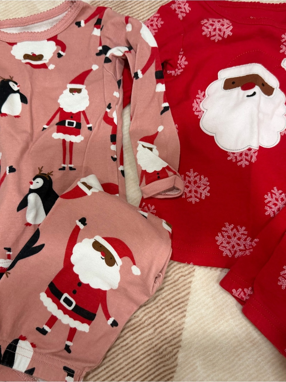 Carter's Santa & Penguin Two-Piece Pajama Set - Pink & Red